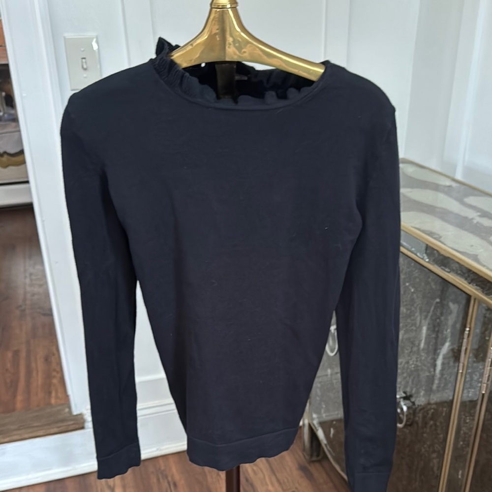 J.Crew Charcoal Ruffled Knit Blouse
